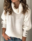 Size Sweaters Women Turtleneck Warm Knitted Oversized Sweater Winter Autumn Long Sleeve Rivet Pullover Sexy Tops