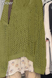 Loose Smock Tops Women Y2K Aesthetic Hollow Out Knit Pullovers Harajuku Fairycore Grunge Crochet Cover-ups Sweater