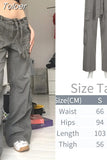 Pockets Cargo Pants Women Straight Loose Wide Leg Mom Jeans Vintage 90S Aesthetic Low Waist Streetwear Baggy Denim