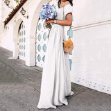 Celmia Bohemian Sexy Long Dress 2022 Summer Women Ruffles Maxi Beach Sundress Off Shoulder Short Sleeve Buttons Party