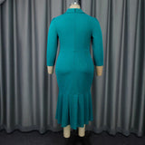 African Plus-Size Shirt-Collar Dress Party Party Fishtail