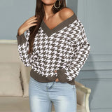 V Neck Knitted Pullover Sweater Women Long Sleeve Loose Pullovers Female 2021 Spring Fashion Ladies Knit Jumper