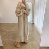 Clothes Women Faux Mink Cashmere Cardigan Loose Pull Femme Bat Sleeve Long Coat Thickness Warm Knitted Sweater