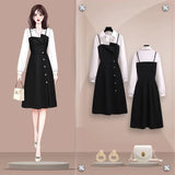 Summer New Polo Long Sleeve Asymmetric Spliced Chiffon Shirt Office Temperament Mini Party Dress Elegant Women's