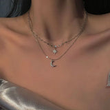Double layer Sun & Moon Necklace-Outfit