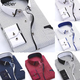 Men Plus Size Buttons Turn Down Collar Long Sleeve Shirt Top Men Fashion Casual Long Sleeved Printed shirt