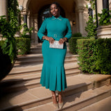 African Plus-Size Shirt-Collar Dress Party Party Fishtail