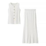 Women's Fashion Bodywear Body Armor Solid Color Body Repair Hip Two Sets Of Knitted Long Skirt Suit