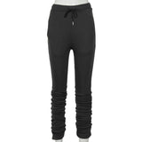 Sisterlinda Street Style Gray Sweatpants for Women Drawstring Casual Extra Long Stacked Pants Winter Thick Warm Trousers