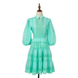 Dress Eugen Yarn Half-Open Lantern Sleeve Middle Sleeve Dress Lace Lace To Receive Waist