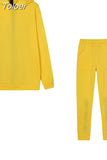 Tracksuit Women Two Piece Set Autumn Winter Loose Hood Sweatshirt Pullover Pants Suit Streetwear Casual Female
