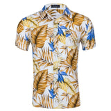 of 2019 American size Short-sleeved Men's Hawaiian Shirts Short-sleeved Beach Printed with Tencel Cotton shirts US