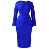 Women's 2025 Autumn/Winter Fashion V-Neck Long Sleeves Solid Colored Flawed Buffet OL Tongle African