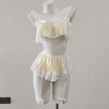Summer New Sexy Lace Pajamas Women Pure Desire High-End Transparent Printing Home Three Sets Of
