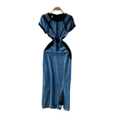 Women's Dress Dress 2025 Spring Design Sense Niche Tied With Long-Sleeved Lotle Leaves Side Irregular Loose Long