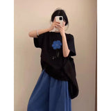 Languid Feeling To Wear A Woman's 2025 Summer Printed Short-Sleeved Collar Top Loose Pear-Shaped Body