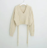 Party Women's Sweater Autumn And Winter 2022 Women European And American Style Retro Twist Back Tie Knitting