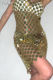 Sexy Fashion Women's Dress New V-neck Sequined Hollow Sespender Colorful Tassel Mini Dresses Female Summer 2023