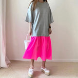 Elegant Patchwork Hit Color Dress Women O Neck Half Sleeve Oversize Casual Midi Dresses Female 2020 Summer