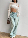 Spring And Summer New Tuk Hollow Hole Design Knitted Shirt Short