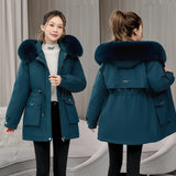 Cotton-Padded Clothes Female Medium Long Style 2023 New Loose Korean Version Of The Wool Collar Plus Velvet Pie To Overcome The Down Cotton Jacket Winter Coat-Outfit