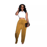 Toloer New Women's Casual Fleette Wide-Leg Pants-Outfit