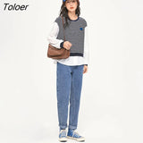 Women Sweatshirts 2022 Autumn Long Sleeve O Neck Loose Hoodies Stripe Fake Two Pieces Chic Casual Streetwear