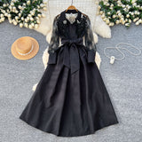 Light Luxury High-End Sense Polo Collar Dress Female Summer Mesh Embroidery Texture Design Chic Temperament
