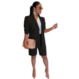 Color Women's Polyester Coat Shorts Two-piece