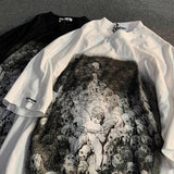top 2023 New Y2k Harajuku Shirt Anime Skeleton print cotton t shirt Kawaii Female clothing short sleeve Goth