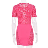 Sisterlinda Autumn Sexy See Through Bodycon Mini Dress Women Casual Street Short Sleeve Hollow Out Party Clubwaer Female