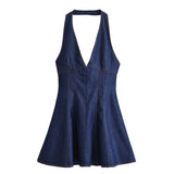 Homemade New Women's Classic Bony Denim Suspension Dress