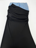 Fashion Wome Skirts High Waist Deconstruct Patchwork Panelled Asymmetry Denim Pleated Pockets Long Skirt 2023 New