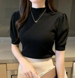 High Collar Tank Top Women Knitwear 2022 New Spring Bottoming Shirt Casual Short Sleeve Solid Summer Thin Knit Vest