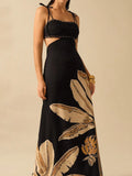 Spring Summer New Women's Black Bare Back Sling