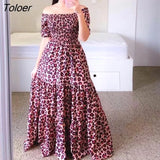 Women's Rainbow Long Dress Fashion Sexy Off Shoulder A-line Printed Maxi Dresses Boho Retro Party Evening Vestidos