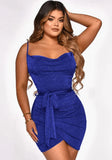 Sexy Strap Sleeveless Solid Pleated Mini Club