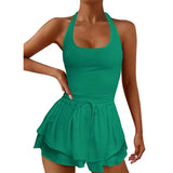Women Tennis Dress Summer Casual Solid Color Sleeveless Open Back Athletic Mini Dresses with Pockets Sports Workout Golf