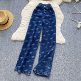 Style Metal Buckle Printing Design Chest Vest + High Waist Lanky Pants Cowboy