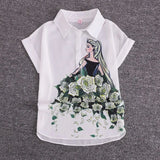 summer 2 pieces suits girl print chiffon blouse shirt women tops + shorts set Women two piece set tracksuit With