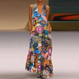 Printed Maxi Dress ZANZEA 2022 Women's Sundress Casual Summer Long Vestido Female V Neck Party Robe Femme Linen Dress