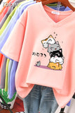 100% Cotton Plus Size T Shirt Anime Short Sleeve Women's Top 2023 Summer Couple Loose Oversized T Shirts Japanese
