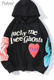 Graffiti Letter Print Hoodies Women Men Casual Loose Hooded Shirt Harajuku Hip Hop Oversized Streetwear Pullover