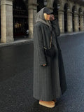 Grey Stripes Trench Long Coat-Outfit