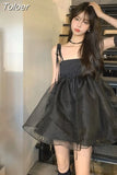 Harajuku Woman Dress Sexy Sling Robe Femme Slim Waist A-line Vintage Black Summer Dresses 2023 Vestidos De Mujer
