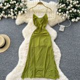 Fan Design Careful Machine Kinry Sling Dress Woman 2025 Summer Folds To Receive Irregular