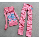 Piece Casual Velet Tracksuit Women's Sets Hooded Long Sleeve Women Zipper Suit Spring Fall Letter Pattern Sport Pants 1028-0-Outfit
