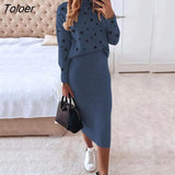 Women Casual 2 Piece Set Autumn Sexy V-nevk Long Sleeve Lace Stitching Top + Slim Pencil Skirt 2022 Fashion Office Lady