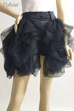 Fashion Women's Skirt Splice Lace Irregular High Waist Solid Color Thin Poncho Skirts Culotte Spring 2023 Trend New