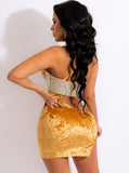Velvet Cut Out Sexy Beaded Cross Back Club